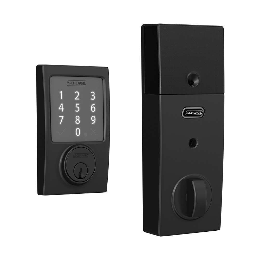 Schlage Matte Black BE479 CEN 622 Sense Smart Deadbolt Door Lock Touch Code